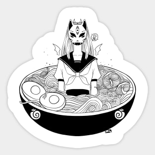 Anime Japanese School Girl Ramen Noodles Sticker